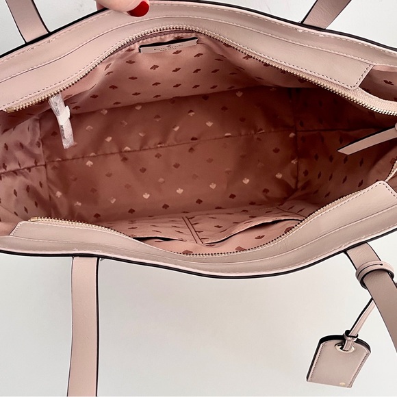 NWOT Kate Spade Greyish Pink Blush Nude ‘Lalena’ Large Pocket Leather Tote Bag - Picture 9 of 9